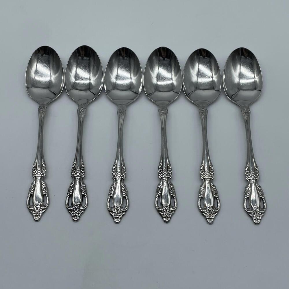 Set Of 6 ONEIDA DISTINCTION DELUXE HH Stainless RAPHAEL Soup Spoons 6 7/8"